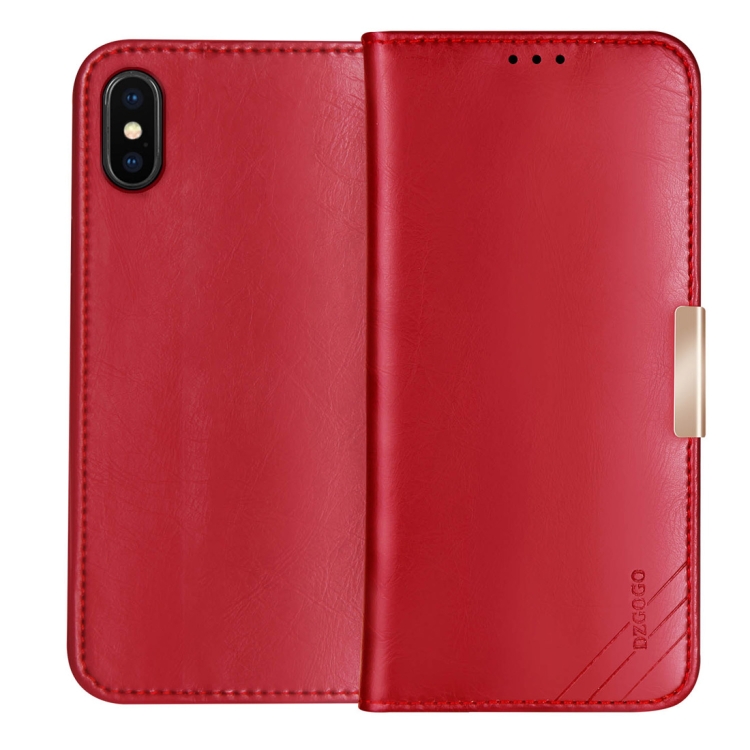 

DZGOGO ROYALE II Series Magnetic Horizontal Flip Genuine Leather Case for iPhone XS Max with Card Slots & Holder (Red)