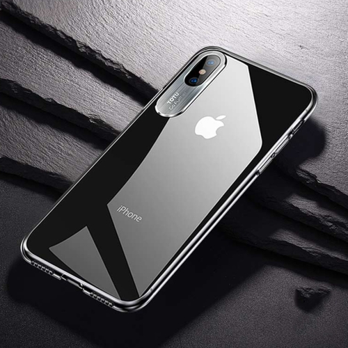 

TOTUDESIGN Clear Crystal Series Transparent PC Case for iPhone XS Max(Silver)