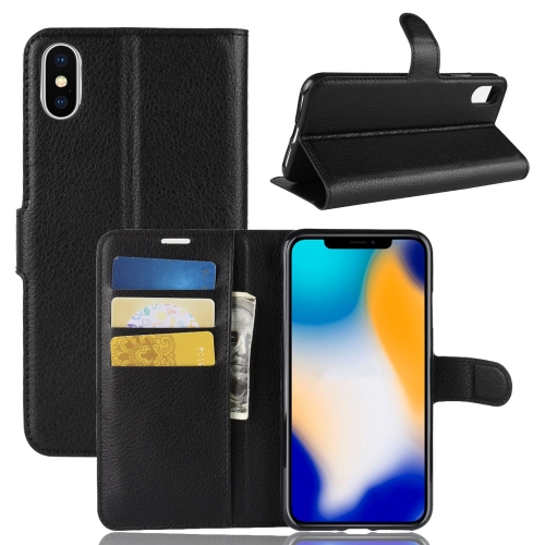 

Litchi Texture Horizontal Flip Leather Case for iPhone XS Max 6.5 inch, with Wallet & Holder & Card Slots (Black)