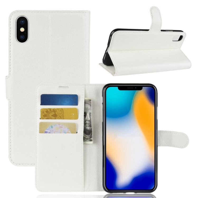 

Litchi Texture Horizontal Flip Leather Case for iPhone XS Max 6.5 inch, with Wallet & Holder & Card Slots (White)