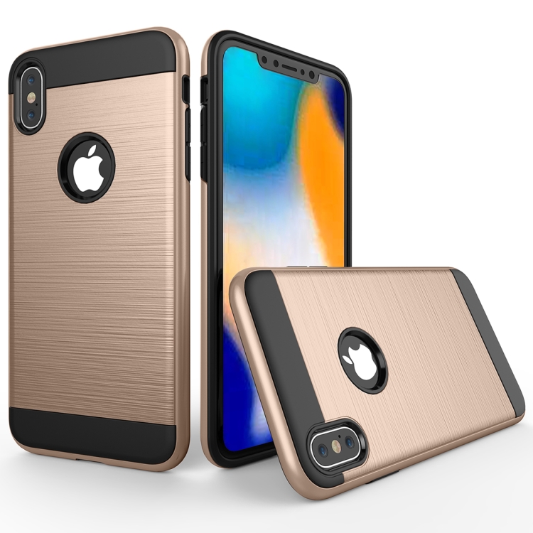 

Brushed Texture Shockproof Rugged Armor Protective Case for iPhone XS Max(Gold)