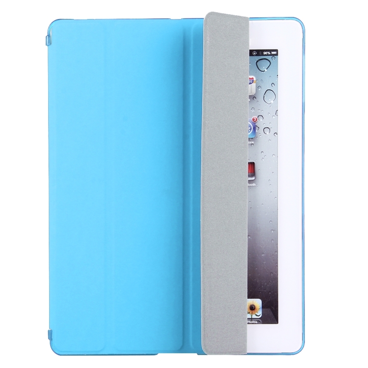 

For iPad 4 / 3 / 2 Solid Color Horizontal Flip Leather Case with Holder & Sleep / Wake-up Function (Blue)