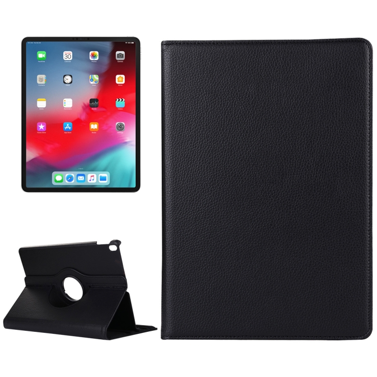 Litchi Texture Horizontal Flip 360 Degrees Rotation Leather Case for iPad Pro 11 inch (2018),with Holder (Black)