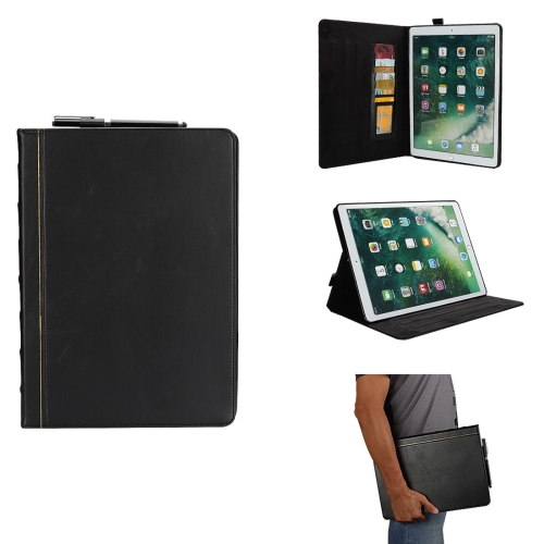

Bible Style Business Horizontal Flip Leather Case for iPad Pro 12.9 (2017) & Pro 12.9 (2015), with Card Slots & Pen Slots & Photo Frame & Holder(Black)