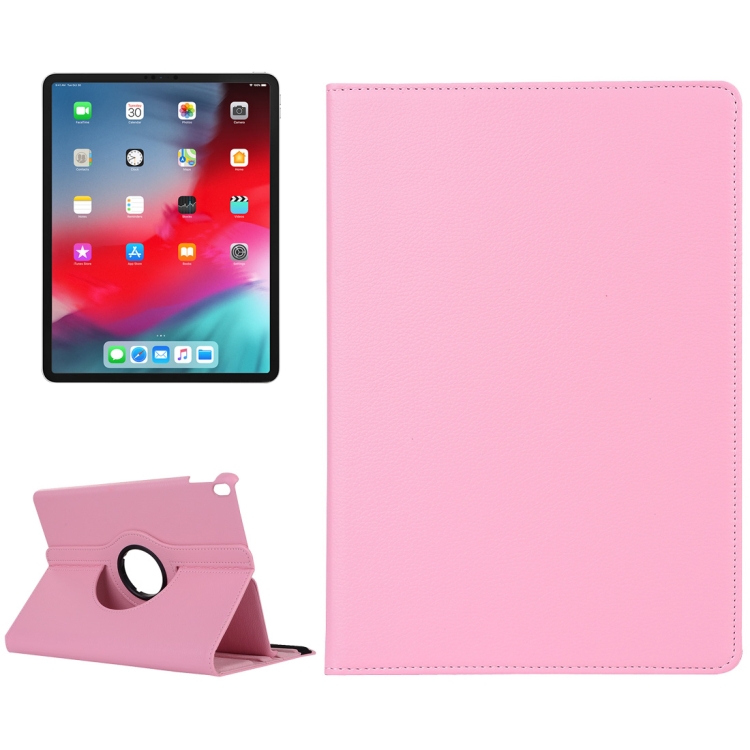 

Litchi Texture Horizontal Flip 360 Degrees Rotation Leather Case for iPad Pro 12.9 inch(2018) ，with Holder(Pink)