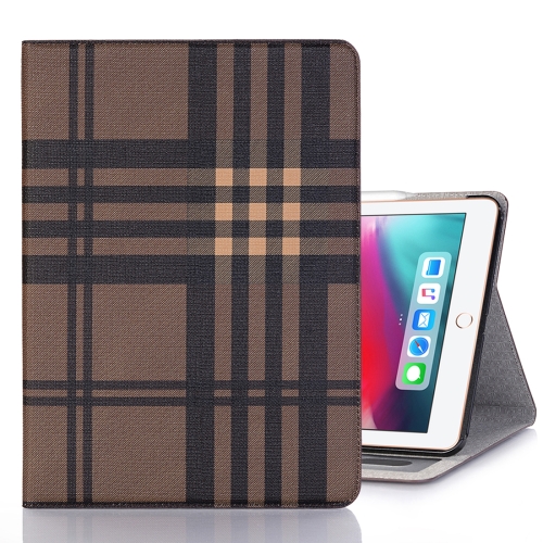 

Plaid Texture Horizontal Flip PU Leather Case for iPad Pro 12.9 inch (2018), with Holder & Card Slots & Wallet (Coffee)