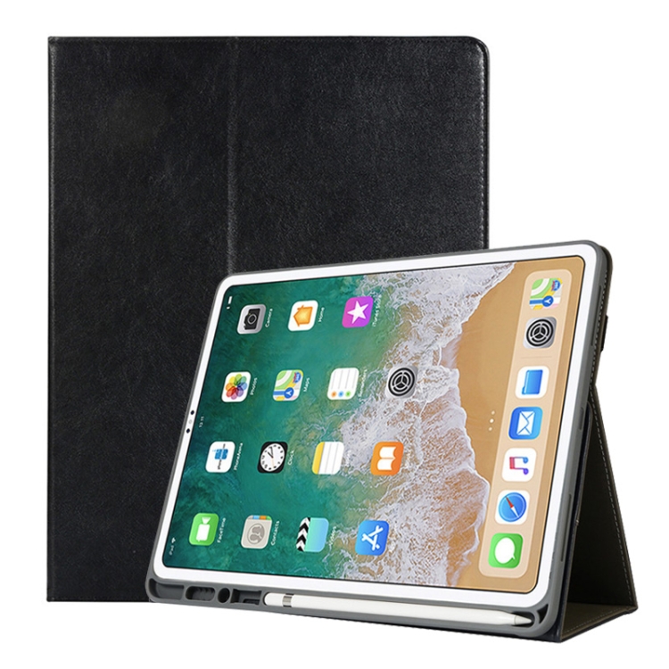 

Horizontal Flip PU Leather Case for iPad Pro 12.9 inch 2018, with Holder & Card Slots & Pen Slot & Hand Strap (Black)