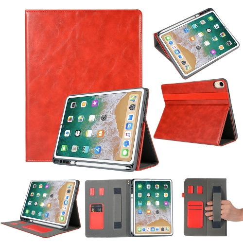 

Genuine Leather Protective Case for iPad Pro 11 inch (2018), with Pen Slot & Holder & Card Slots (Red)