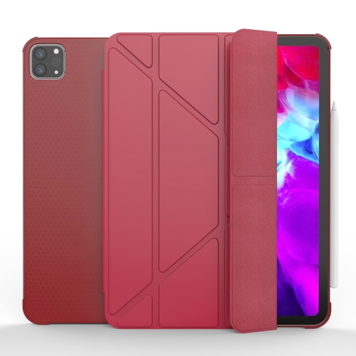 

Multi-folding Shockproof TPU Protective Case for iPad Pro 11 inch (2018), with Holder & Pen Slot (Red)