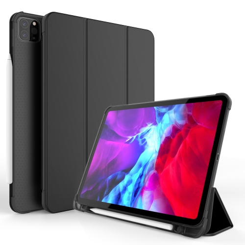 

Three-folding Shockproof TPU Protective Case for iPad Pro 11 inch (2018), with Holder & Pen Slot (Black)