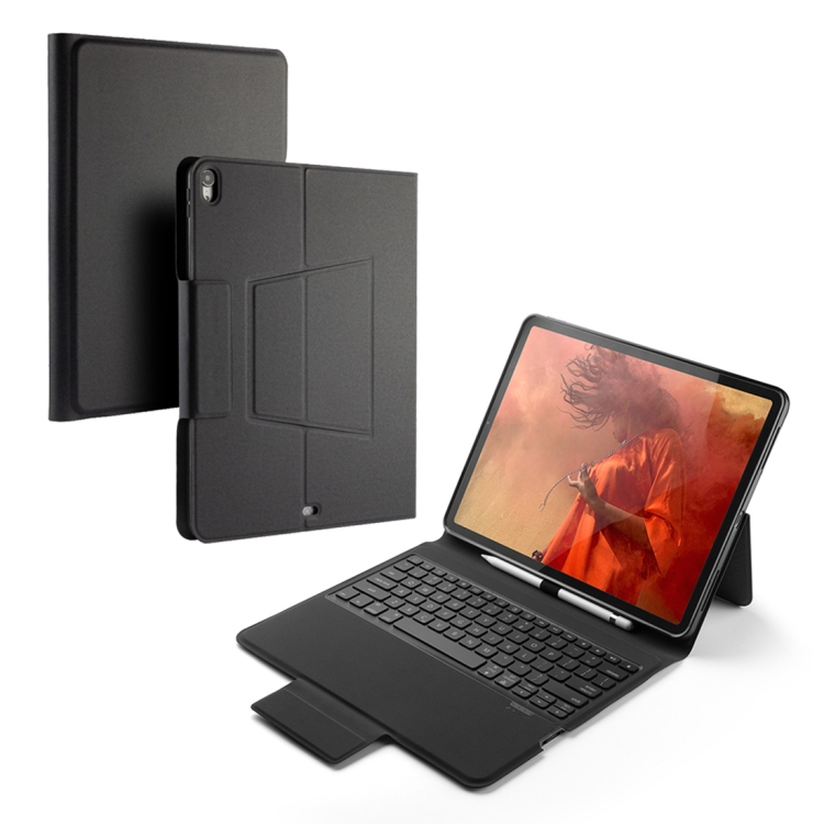 

Colored Backlight Bluetooth Keyboard with Leather Flip Case for iPad Pro 12.9 (2018)(Black)