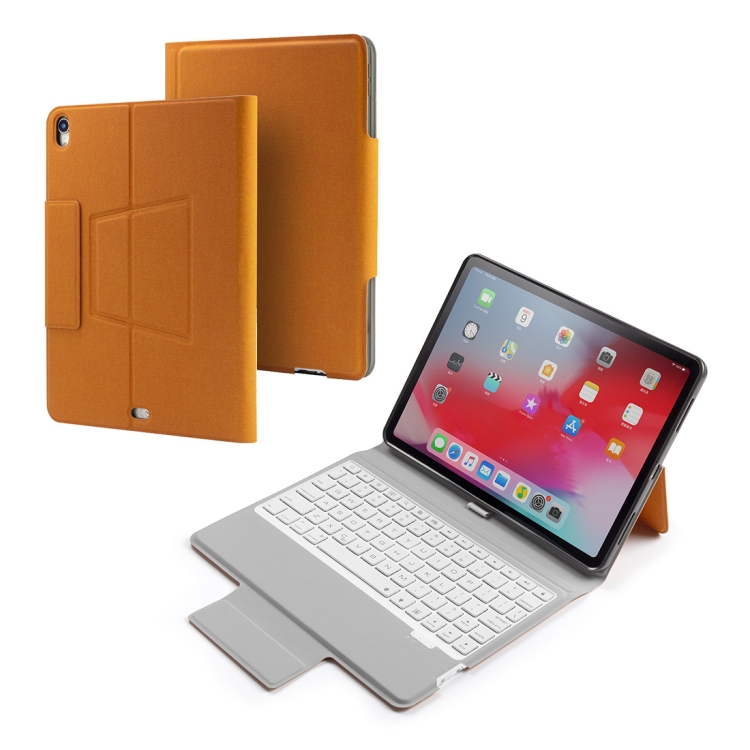 

Colored Backlight Bluetooth Keyboard with Leather Flip Case for iPad Pro 11 (2018) (Orange)