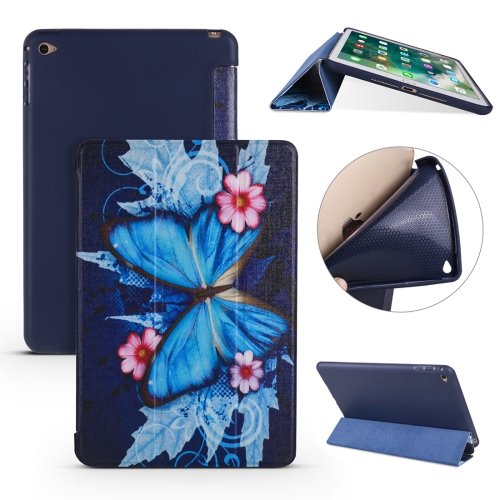 

Butterflies Pattern Horizontal Flip PU Leather Case for iPad Mini 2019, with Three-folding Holder & Honeycomb TPU Cover
