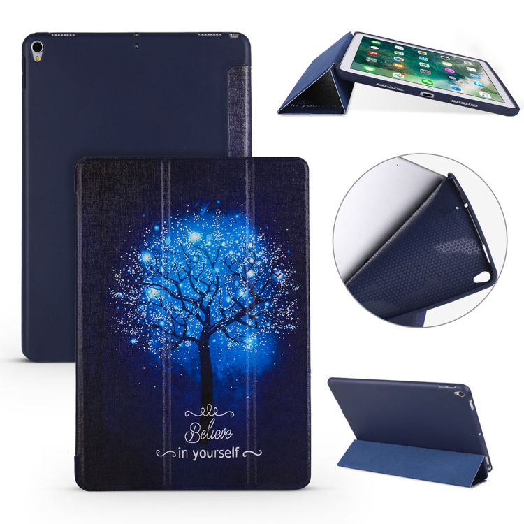 

Blue Tree Pattern Horizontal Flip PU Leather Case for iPad Air 2019 / Pro 10.5 inch, with Three-folding Holder & Honeycomb TPU Cover