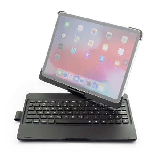 

360 Degrees Rotation Colored Backlight Bluetooth Keyboard with ABS Cover for iPad Pro 11 (2018) (Black)