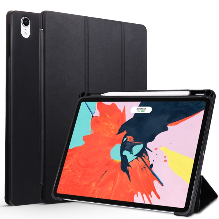 

Honeycomb TPU Cover Horizontal Flip PU Leather Case for iPad Pro 11 (2018), with Three-folding Holder & Pen Slot (Black)