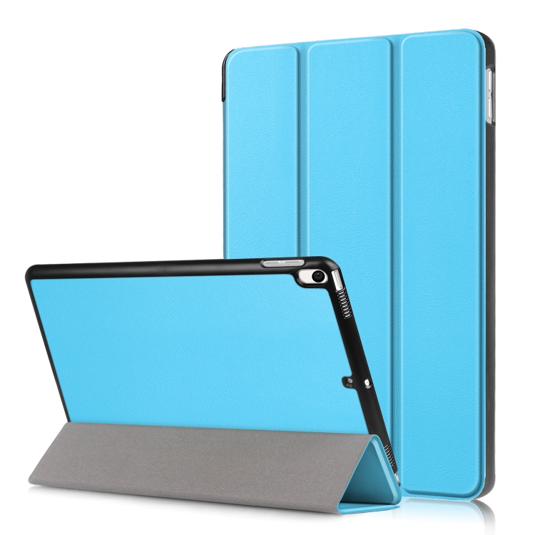 

Custer Texture Horizontal Flip Leather Case for iPad Air 2019 10.5 inch, with Three-folding Holder & Sleep / Wake-up Function (Sky Blue)