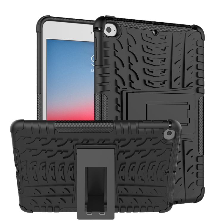 

Tire Texture TPU+PC Shockproof Case for iPad Mini 2019, with Holder (Black)
