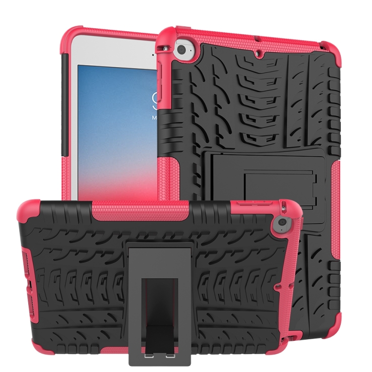 

Tire Texture TPU+PC Shockproof Case for iPad Mini 2019, with Holder (Pink)