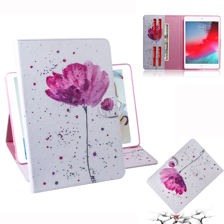 

Purple Orchids Pattern Horizontal Flip Leather Case for iPad Mini (2019) / 4 / 3 / 2 / 1, with Holder & Card Slot & Wallet