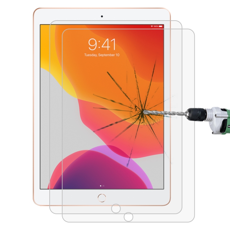

2 PCS For iPad 10.2 inch 9H Straight Edge Explosion-proof Tempered Glass Film