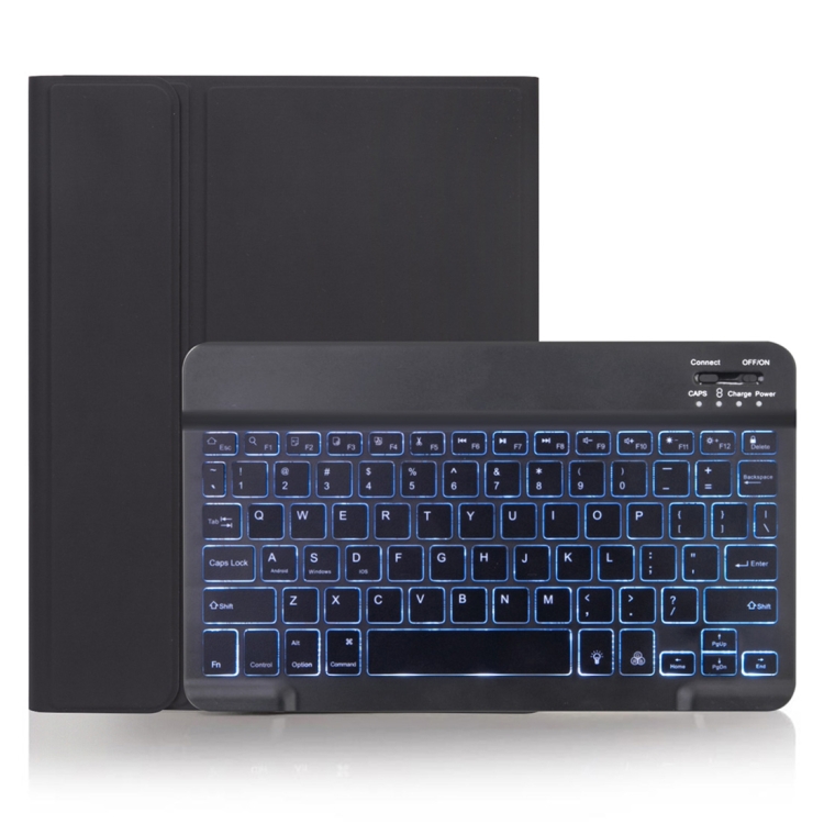 

X-11BS Skin Plain Texture Detachable Bluetooth Keyboard Case for iPad Pro 11 inch 2020 / 2018, with Pen Slot & Backlight (Black)