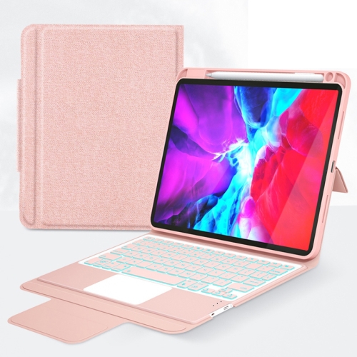 

CM-11D Fabric TPU Ultra-thin Integrated Bluetooth Keyboard Leather Case with Pen Slot & Touchpad & 7-color Backlight for iPad Pro 11 inch 2020 / 2018(Rose Gold)
