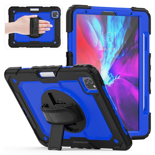 

Shockproof Black Silica Gel + Colorful PC Protective Case for iPad Pro 11 inch (2018), with Holder & Shoulder Strap & Hand Strap & Pen Slot (Blue)