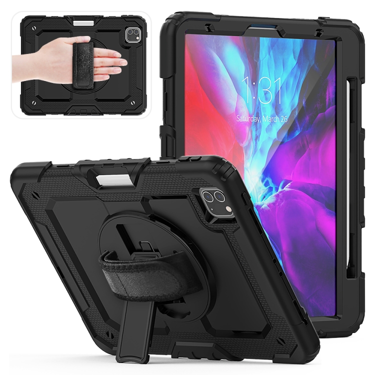 

Shockproof Colorful Silica Gel + PC Protective Case for iPad Pro 11 inch (2018) / Pro 11 inch (2020), with Holder & Shoulder Strap & Hand Strap & Pen Slot(Black)
