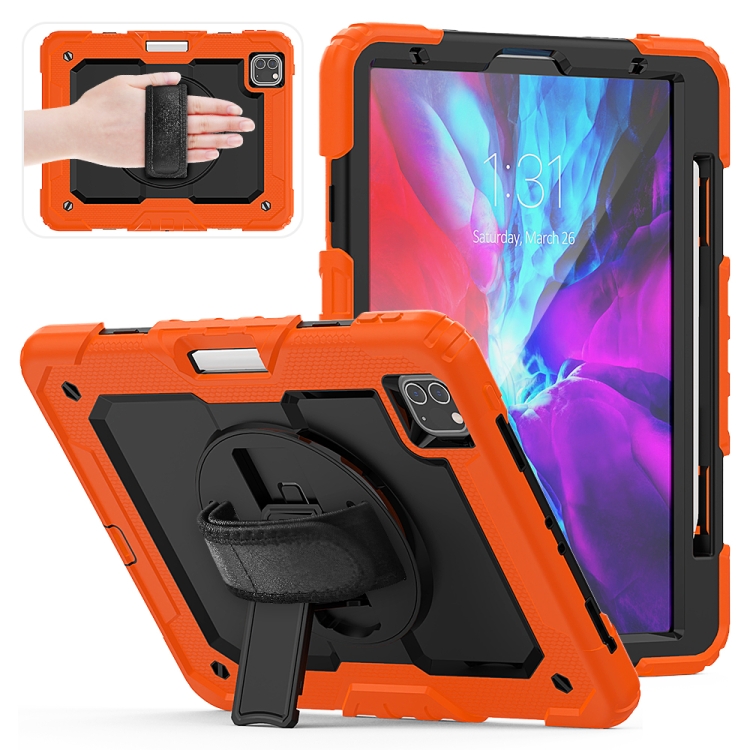 

Shockproof Colorful Silica Gel + PC Protective Case for iPad Pro 11 inch (2018), with Holder & Shoulder Strap & Hand Strap & Pen Slot (Orange)