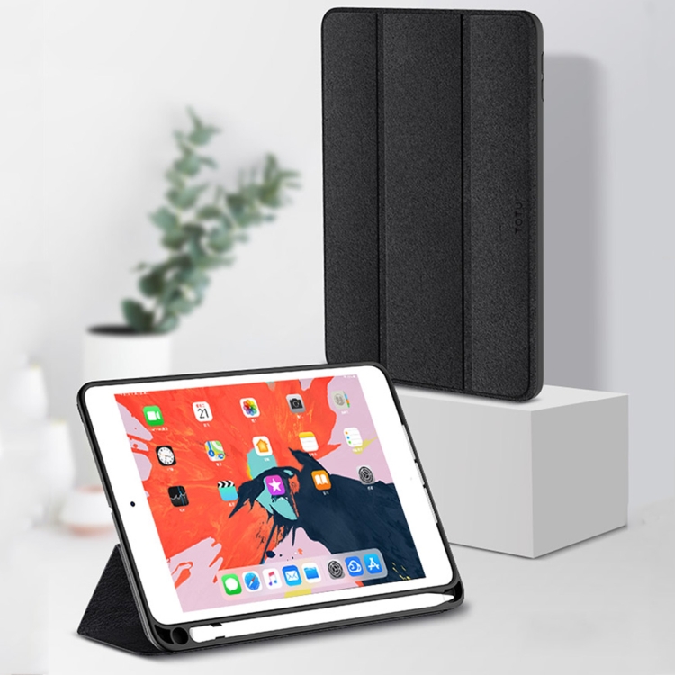 

TOTUDESIGN Horizontal Flip Leather Case for iPad Air 2019 10.5 inch, with Holder & Sleep / Wake-up Function & Pen Slot (Black)
