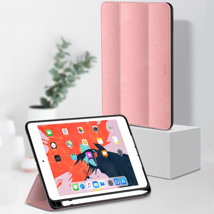 

TOTUDESIGN Horizontal Flip Leather Case for iPad Mini (2019), with Holder & Sleep / Wake-up Function & Pen Slot (Rose Gold)