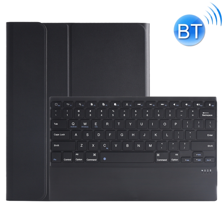 

1298B For iPad Pro 12.9 inch （2018） Lambskin Texture Detachable Plastic Bluetooth Keyboard Leather Cover with Stand & Pen Slot Function(Black)