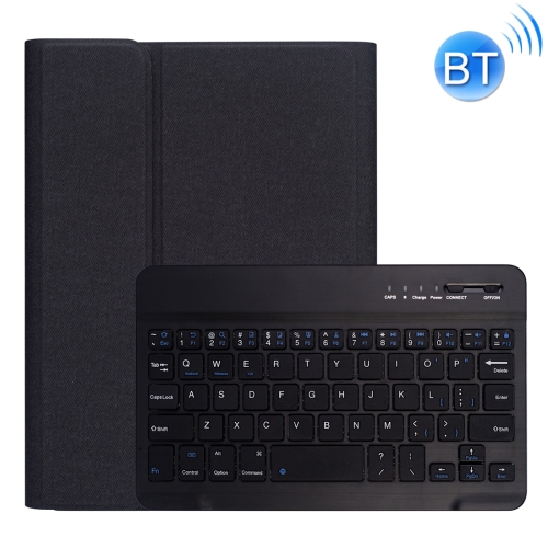 

RK405 For iPad mini 5 / 4 Silk Texture Detachable Plastic Bluetooth Keyboard Leather Cover with Pen Slot & Stand Function(Black)