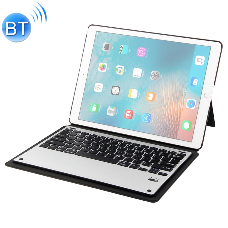

1098B For iPad Pro 12.9 inch (2017) / (2015) Lambskin Texture Detachable Aluminum Alloy Bluetooth Keyboard Leather Cover with Stand Function(Black)