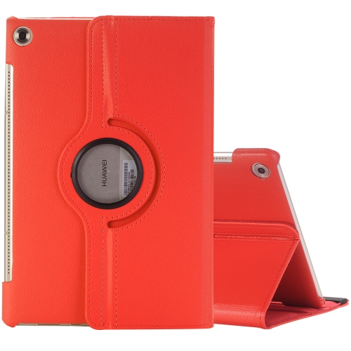 

For Huawei MediaPad M5 10.8 inch Litchi Texture PU Leather Case with Rotated Holder & Sleep / Wake-up Function (Red)