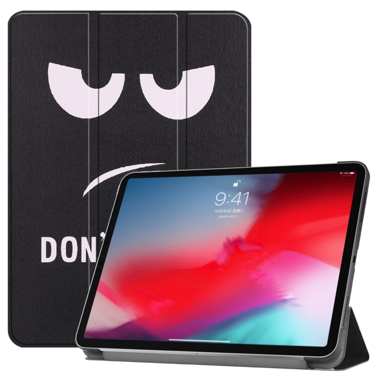 

Horizontal Flip Big Eyes Pattern Colored Painted Leather Case for iPad Pro 11 inch (2018), with Three-folding Holder & Wake-up / Sleep Function
