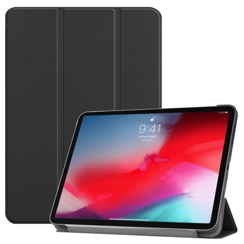 

Custer Texture Horizontal Flip PU Leather Case for iPad Pro 11 inch (2018), with Three-folding Holder & Sleep / Wake-up Function(Black)