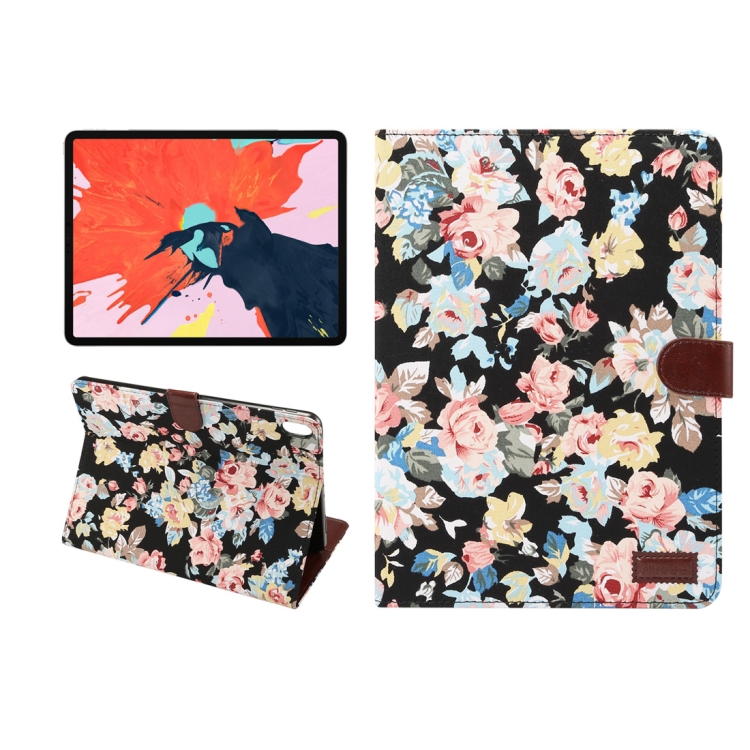 

Horizontal Flip Floral Cloth Leather Case for iPad Pro 11 inch (2018), with Holder & Sleep / Wake-up Function & Wallet(Black)