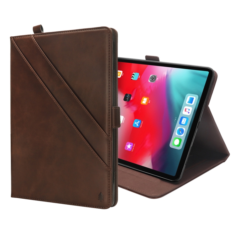 

Horizontal Flip Double Holder Leather Case for iPad Pro 12.9 inch (2018), with Holder & Card Slots & Photo Frame(Dark Brown)