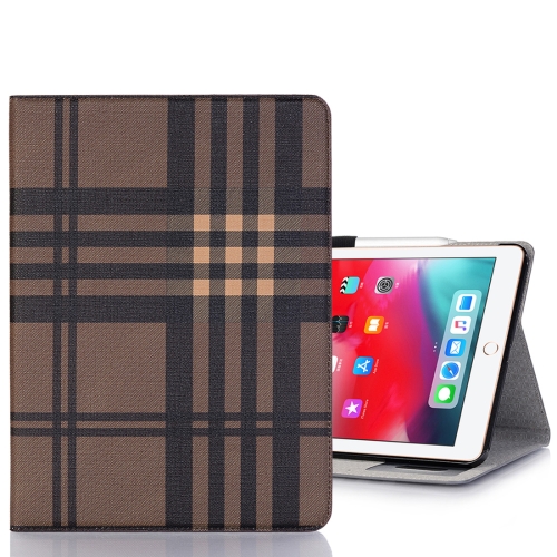 

Plaid Texture Horizontal Flip PU Leather Case for iPad Pro 11 inch (2018), with Holder & Card Slots & Wallet(Coffee)