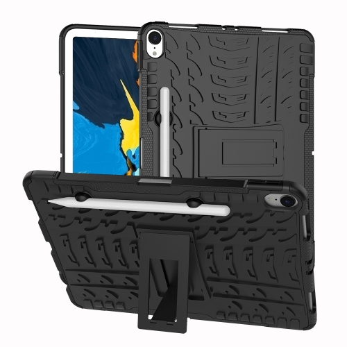 

Tire Texture TPU+PC Shockproof Case for iPad Pro 11 inch (2018), with Holder & Pen Slot (Black)
