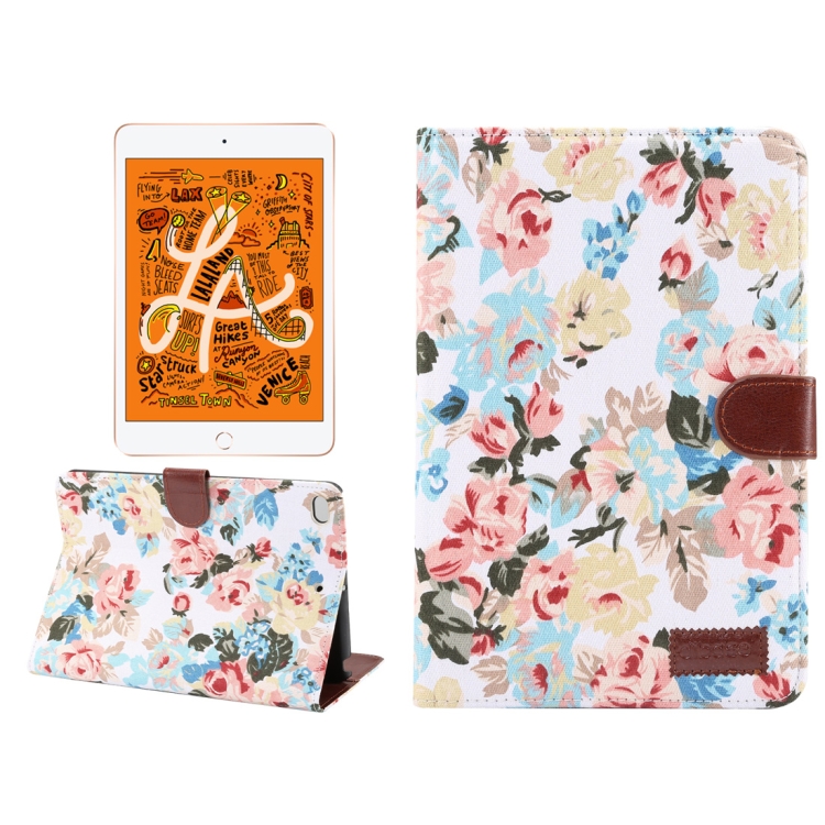 

Horizontal Flip Floral Cloth Leather Case for iPad Mini 2019 / iPad Mini 4, with Holder & Sleep / Wake-up Function & Wallet (White)