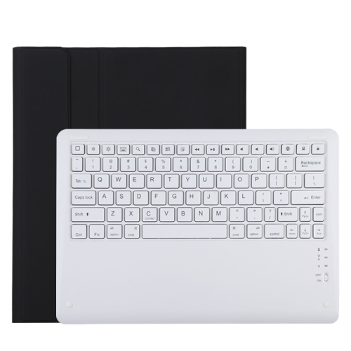 

T129 Detachable Bluetooth White Keyboard Microfiber Leather Protective Case for iPad Pro 12.9 inch (2020), with Holder (Black)