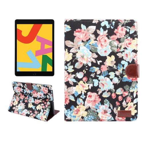 

Dibase For iPad 10.2 inch Horizontal Flip Floral Cloth Leather Case, with Holder & Card Slots & Wallet & Sleep / Wake-up Function(Black)