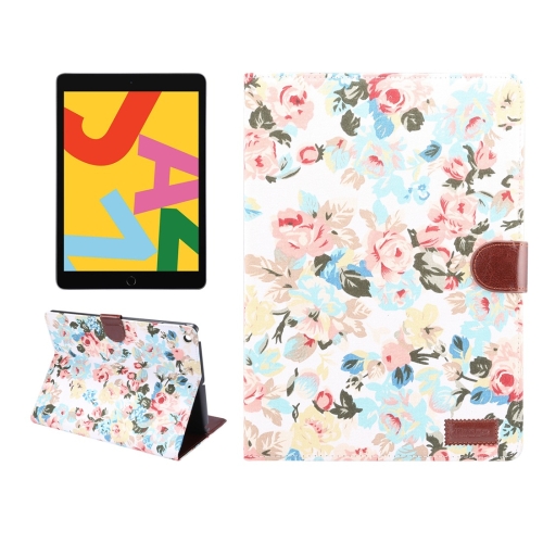 

Dibase For iPad 10.2 inch Horizontal Flip Floral Cloth Leather Case, with Holder & Card Slots & Wallet & Sleep / Wake-up Function(White)