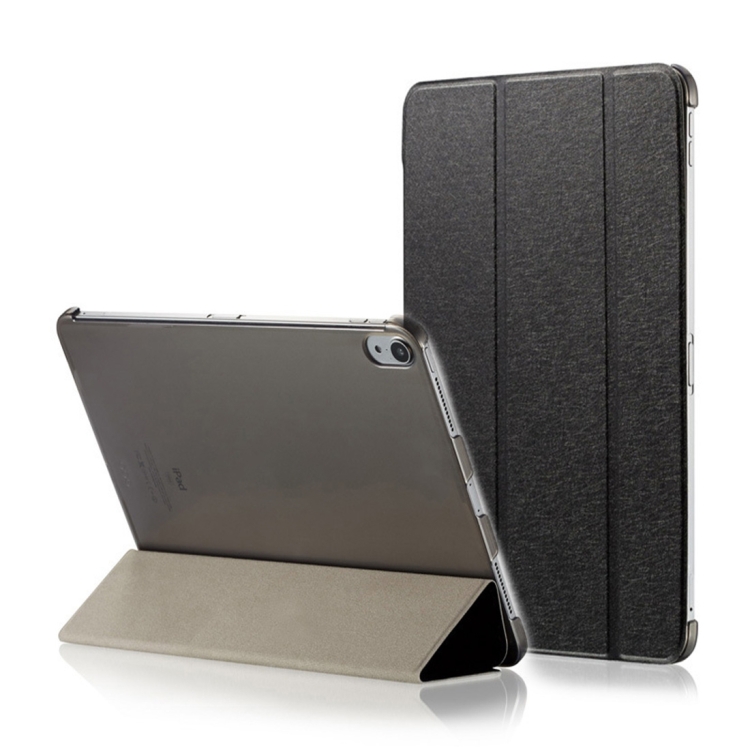 Silk Texture Horizontal Flip Magnetic PU Leather Case for iPad Pro 11 inch (2018), with Three-folding Holder & Sleep / Wake-up Function(Black)