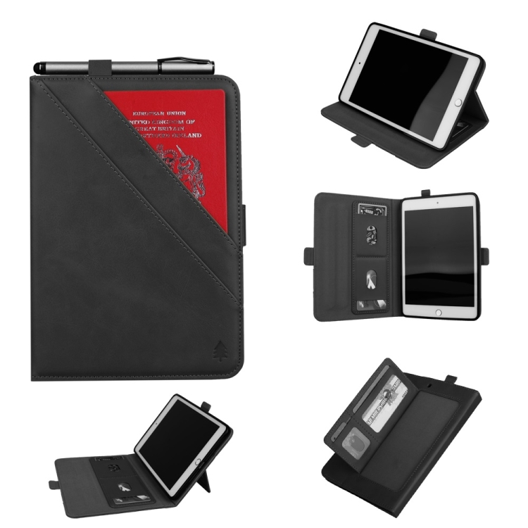 

Horizontal Flip Double Holder Leather Case for iPad Mini (2019), with Card Slots & Photo Frame & Pen Slot(Black)