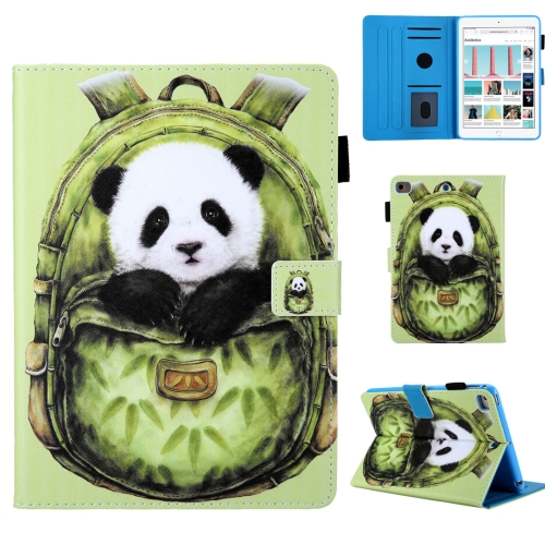 

School Bag Series Green Panda Pattern Horizontal Flip Leather Case for iPad mini 2019 & 4 & 3 & 2 & 1, with Holder & Card Slot & Sleep / Wake-up Function