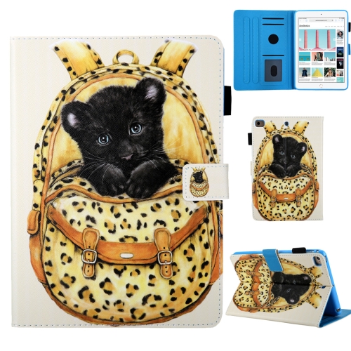 

School Bag Series Leopard Pattern Horizontal Flip Leather Case for iPad mini 2019 & 4 & 3 & 2 & 1, with Holder & Card Slot & Sleep / Wake-up Function